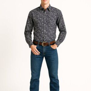 Cinch Western Paisley Button Up Shirt XS Rodeocore Cowboy Ranchwear Purple Y2K